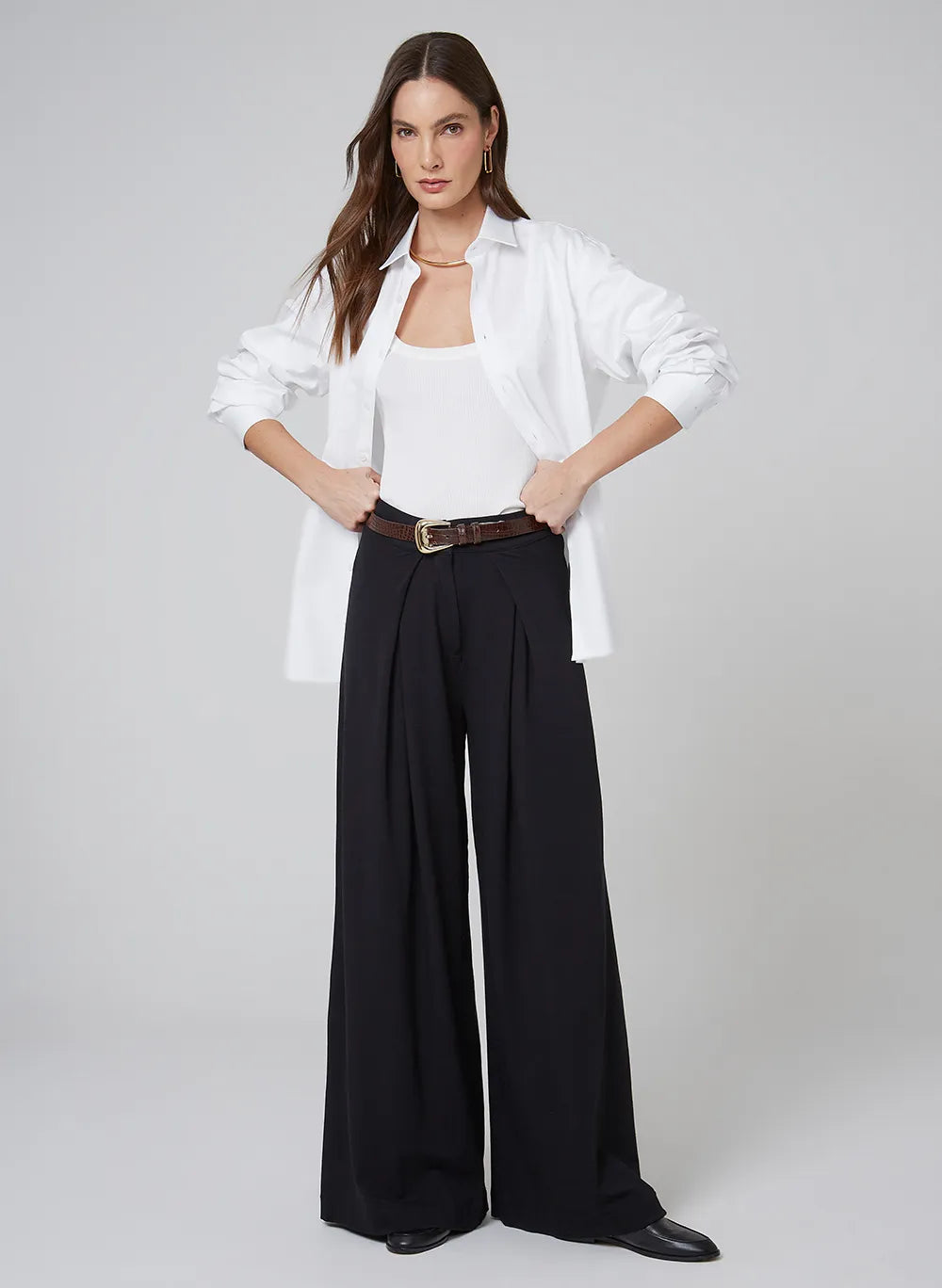 Calça Mirian De Pregas Dudalina Feminina