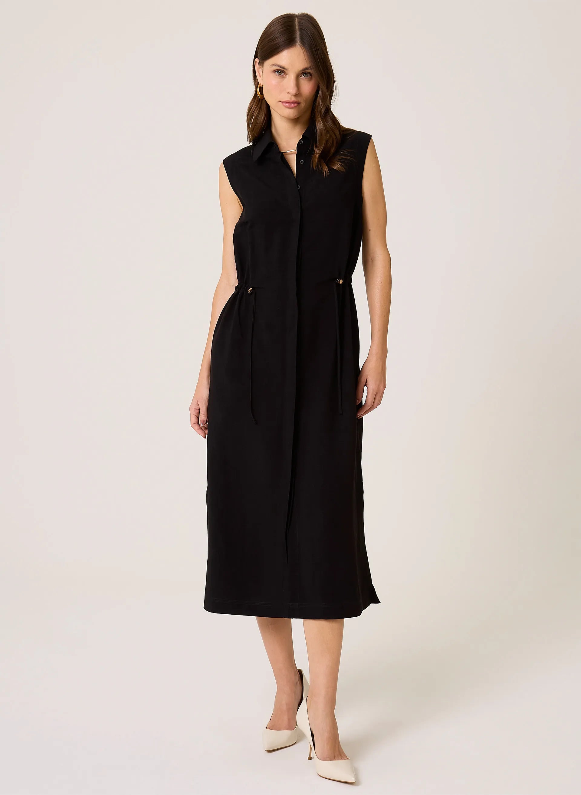 Vestido Midi Linho Pespontado Dudalina Feminino