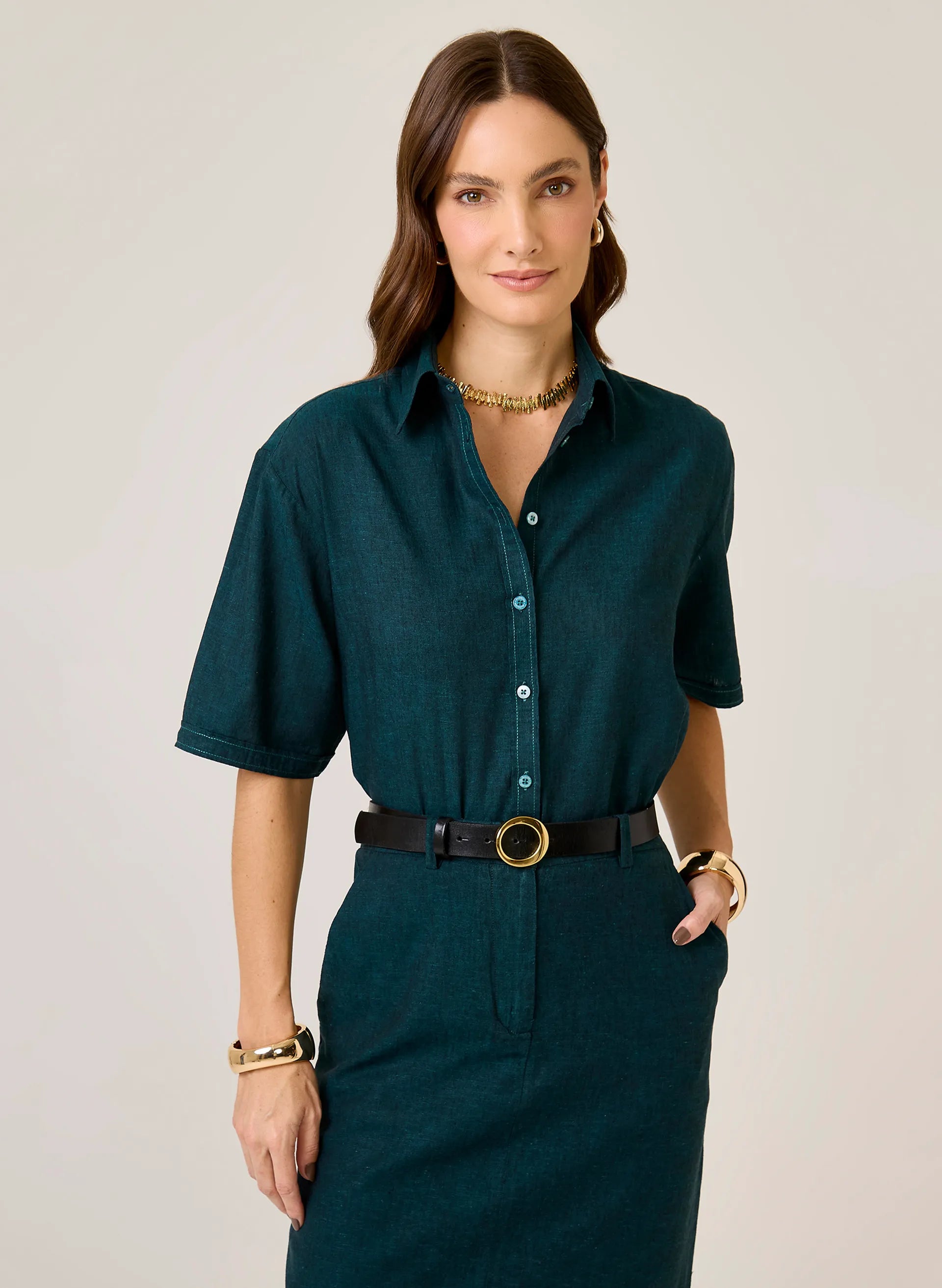 Camisa Cropped Lisa Dudalina Feminina