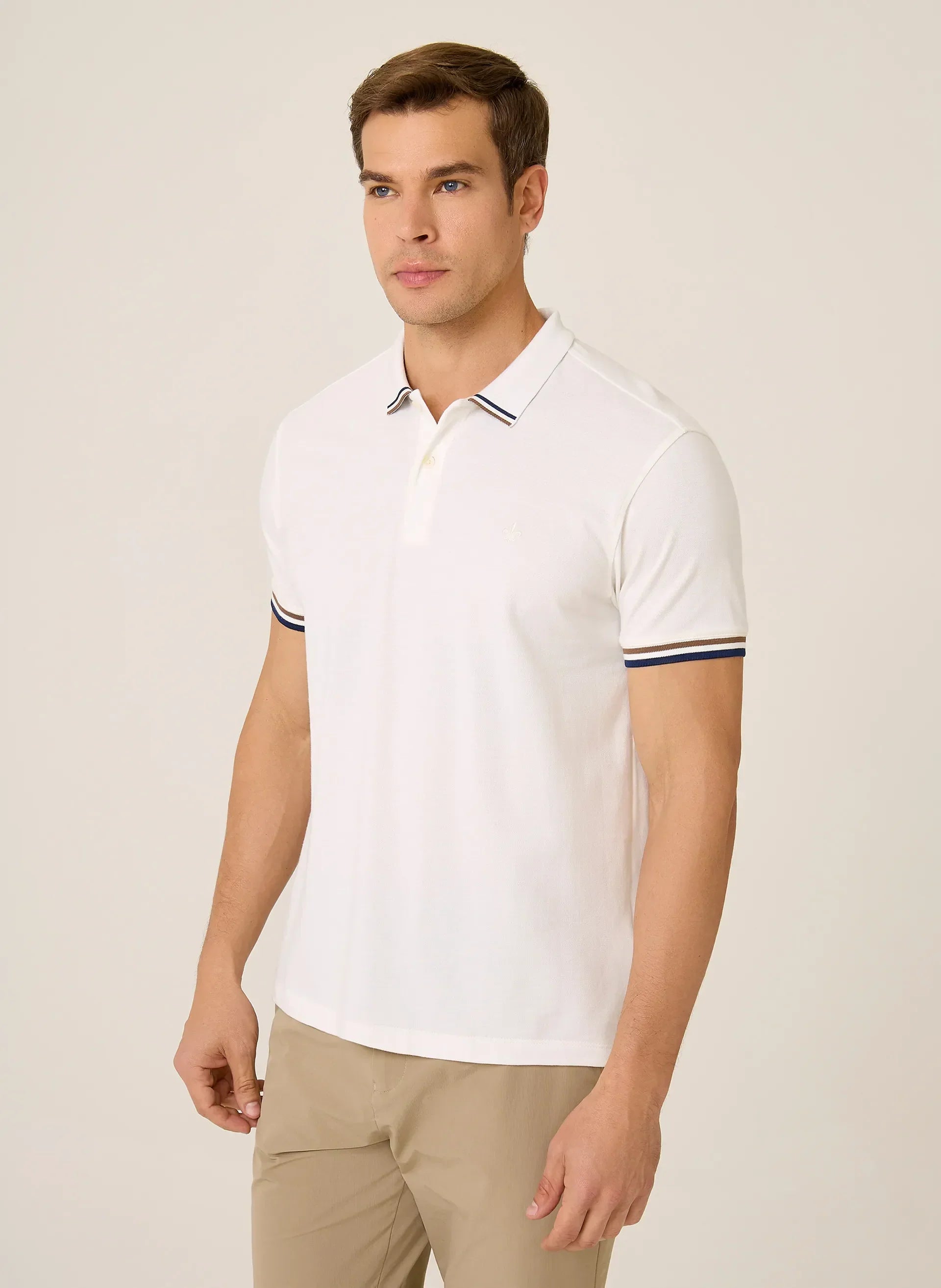 Polo Regular Fit Piquet Gola Jacquard Dudalina Masculina