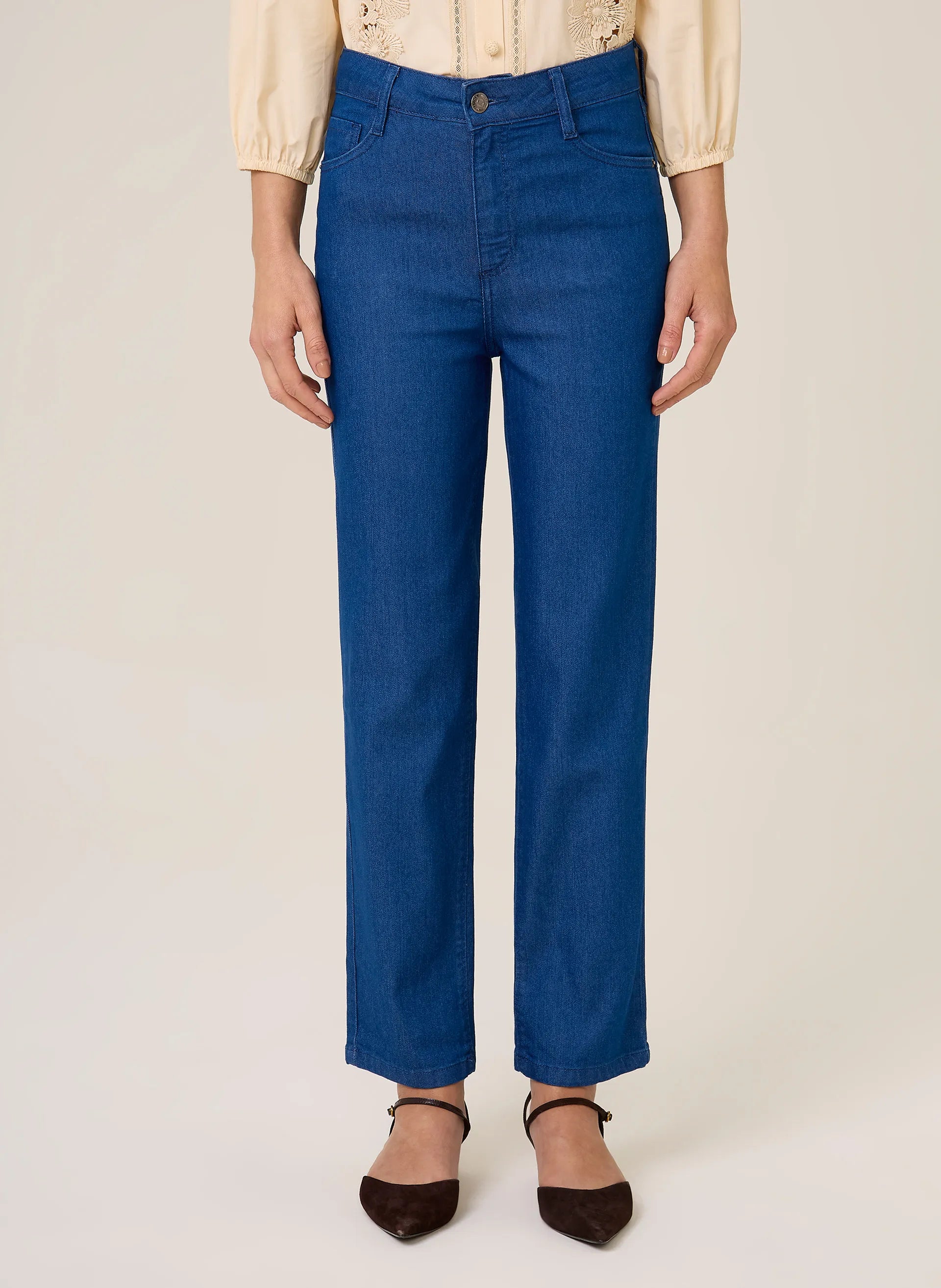 Calça Jeans Reta Cropped Dudalina Feminina