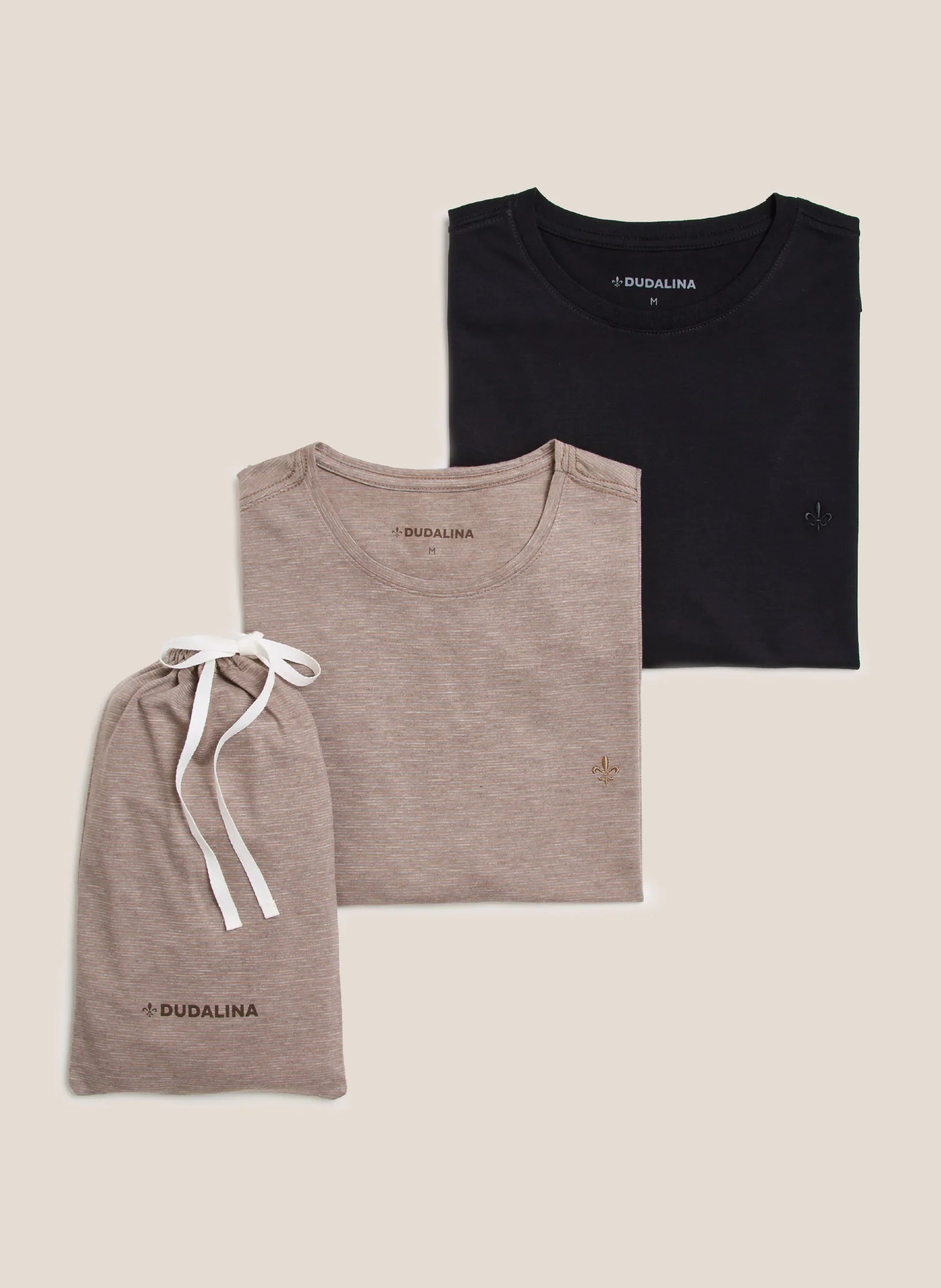 Kit Camisetas Regular Fit Lisa e Listrada Dudalina Masculina