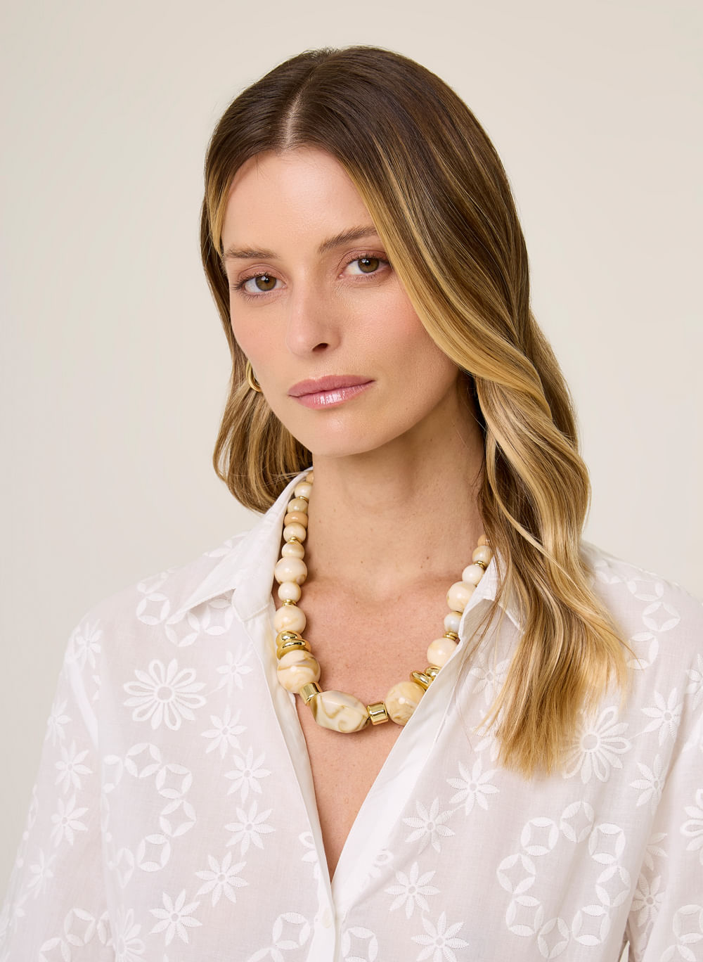 Colar Lulu Feminino Dudalina Off White Com Design Sofisticado
