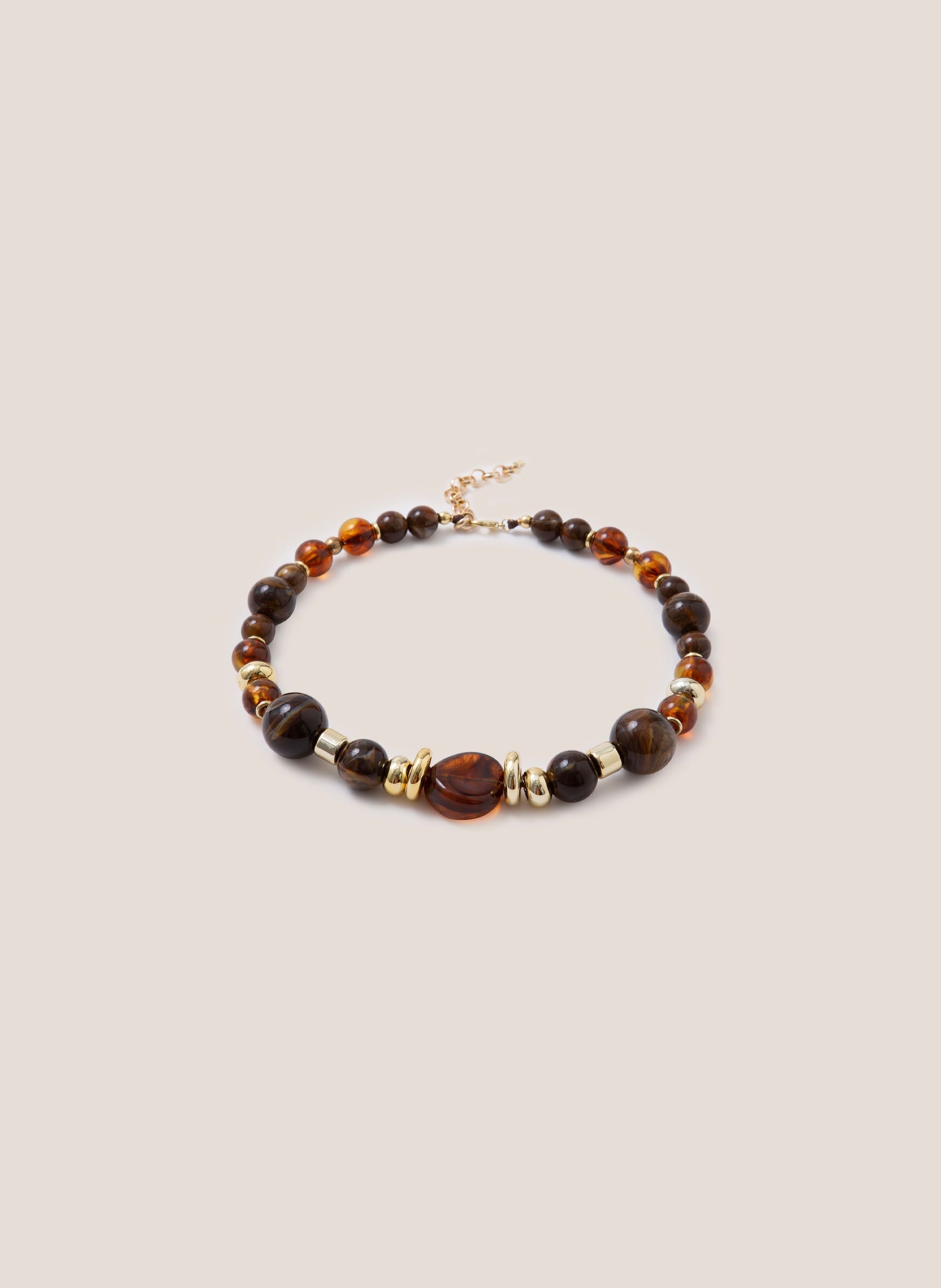 Colar Feminino Lulu Dudalina Com Conta Marrom Escuro Sofisticado