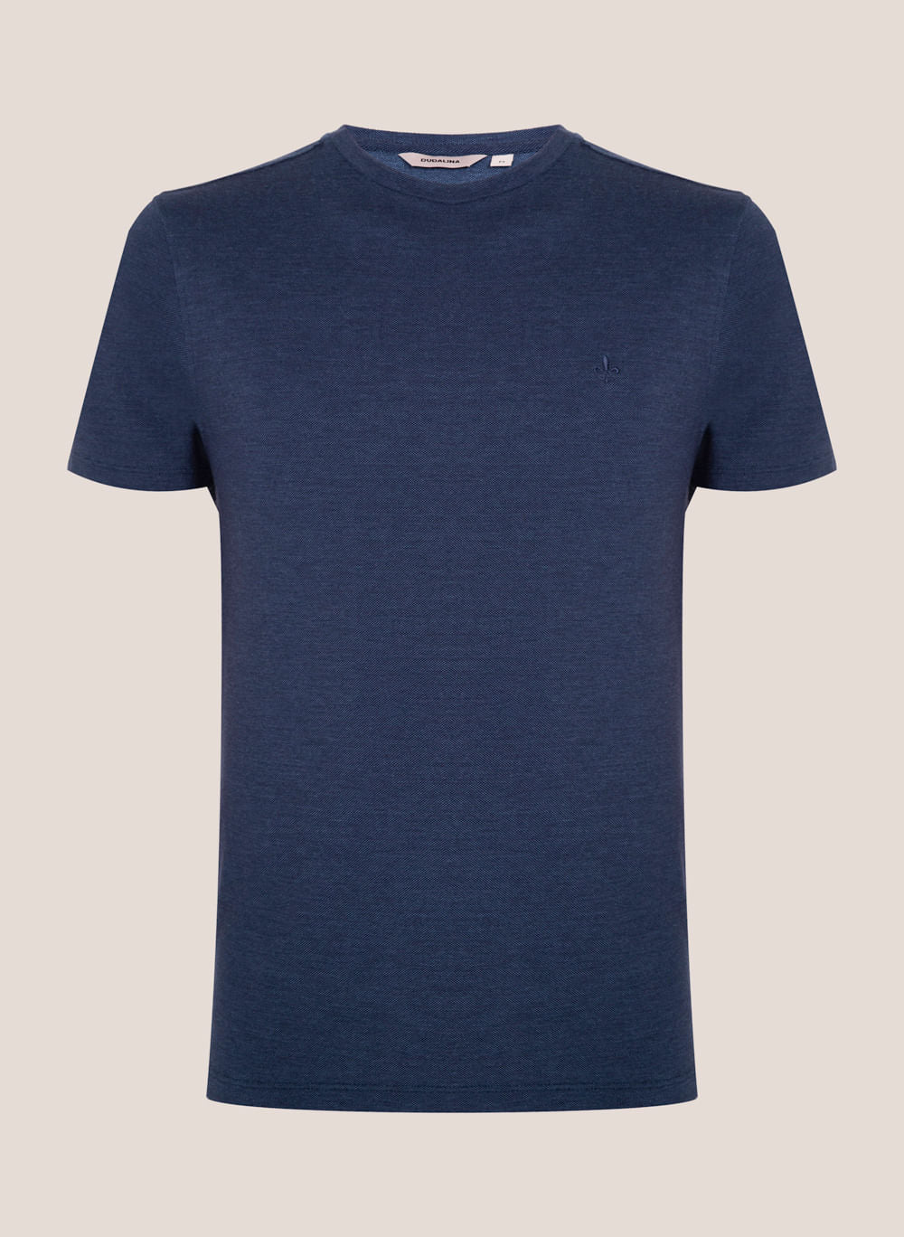 Camiseta Masculina Regular Fit Binada Algodão Azul Escuro