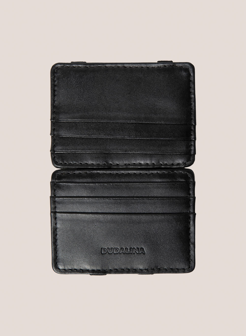 Carteira Mágica Slim de Couro Preto Masculina Dudalina Premium