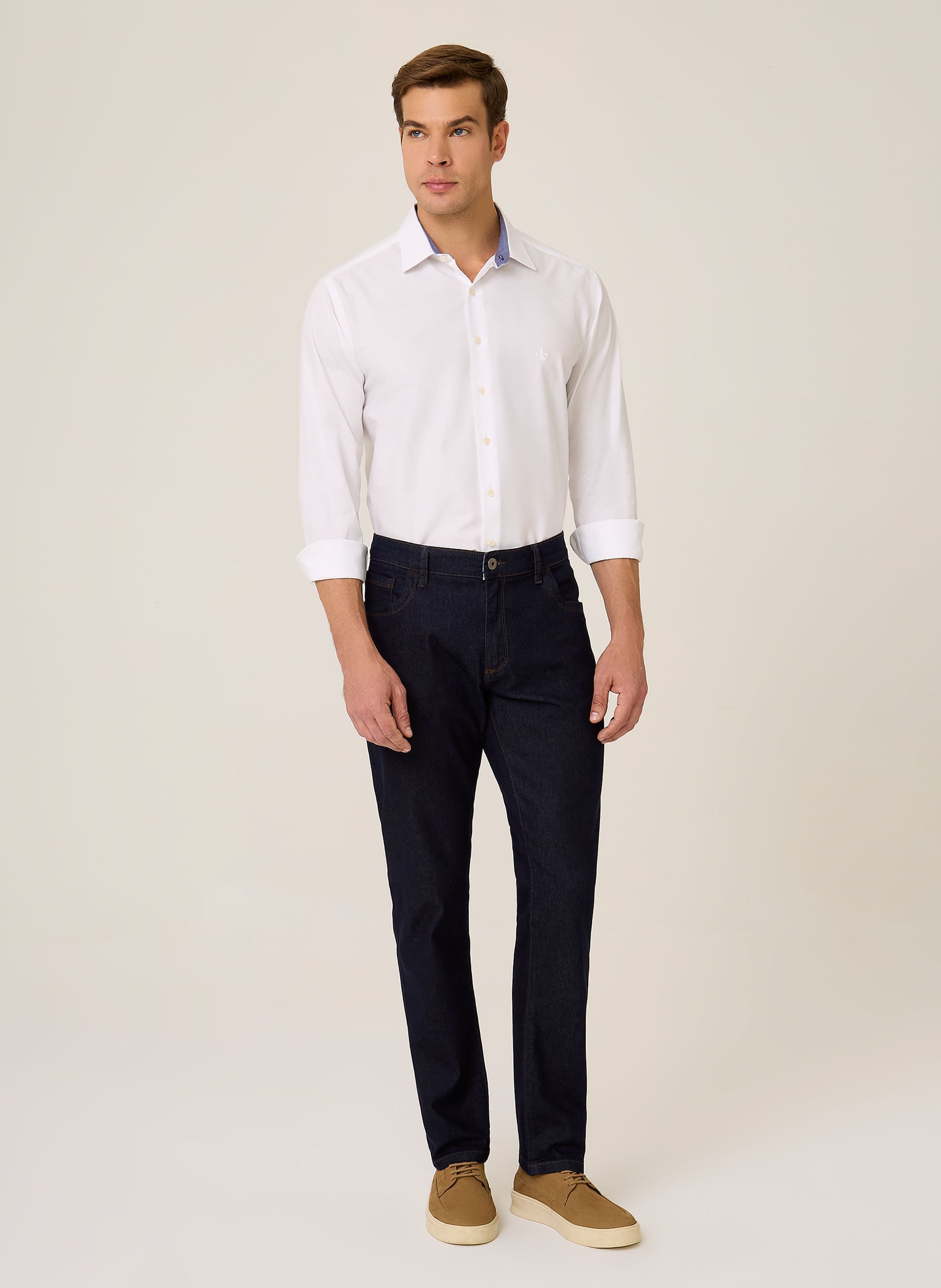 Camisa Slim Fit Lisa Masculina Dudalina Algodão Confortável