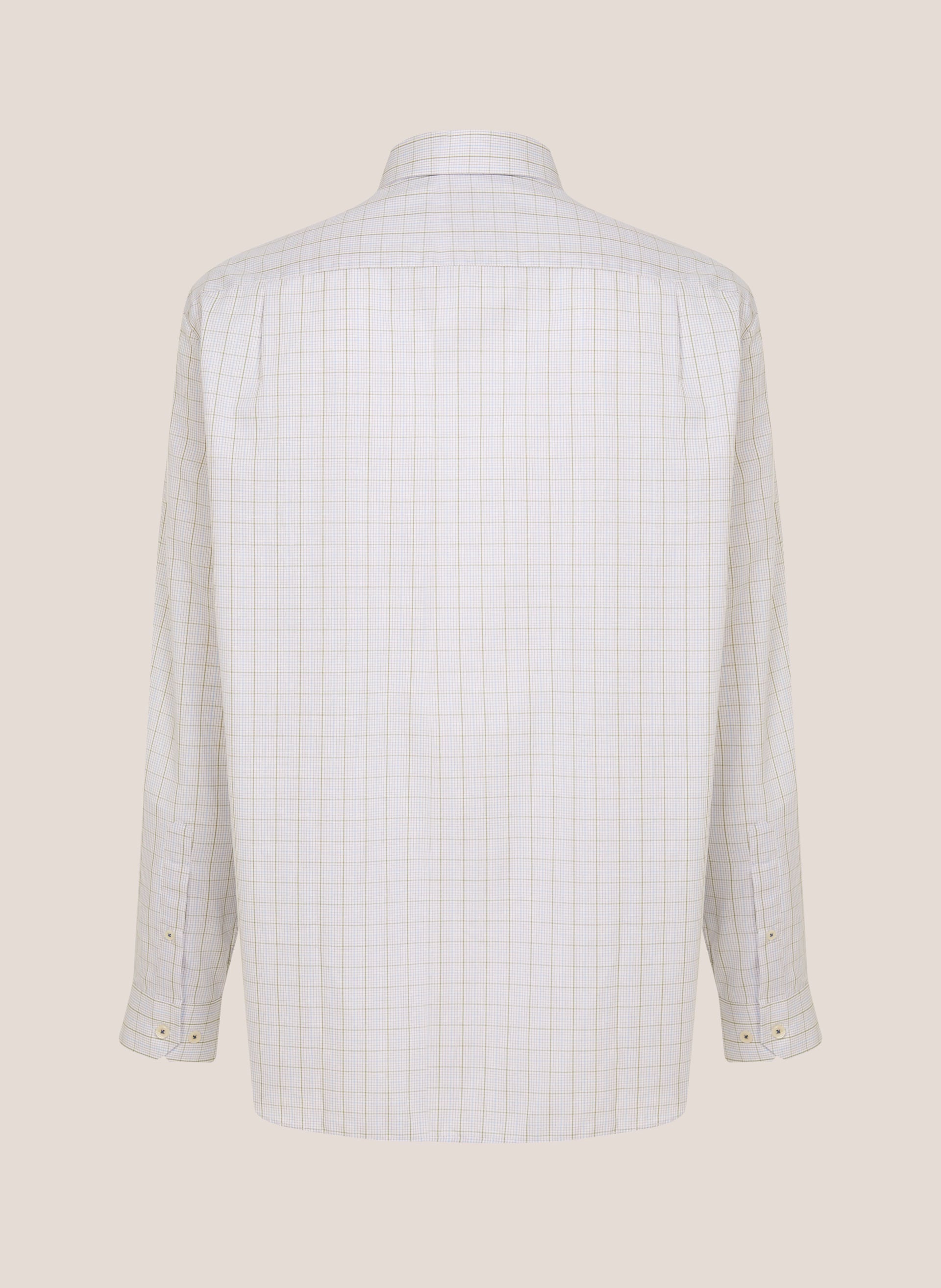 Camisa Masculina Comfort Fit Xadrez Branco com Algodão Premium