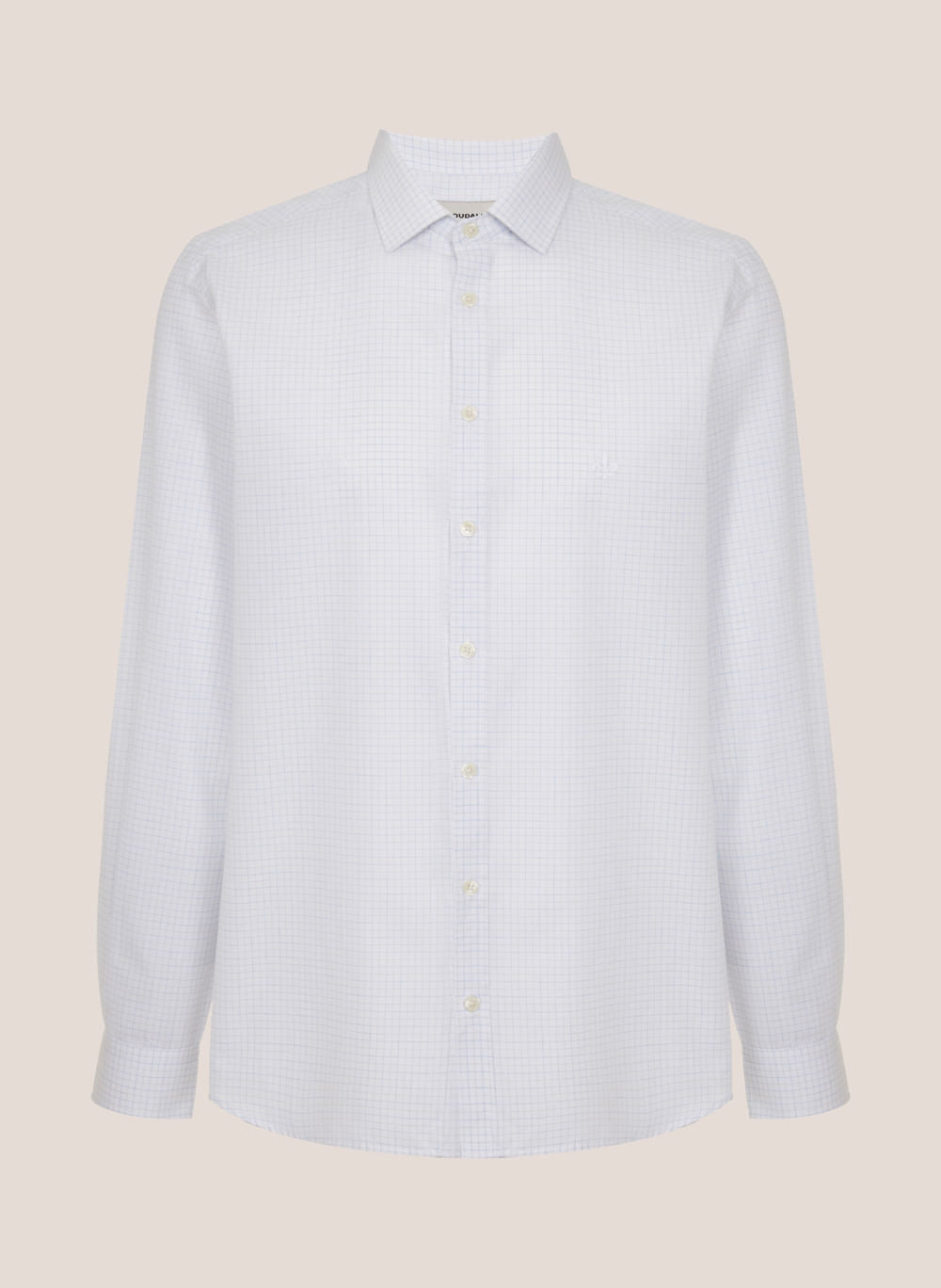 Camisa Slim Fit Masculina Micro Xadrez Branca Confortável