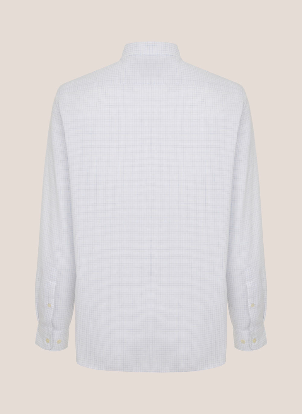 Camisa Slim Fit Masculina Micro Xadrez Branca Confortável