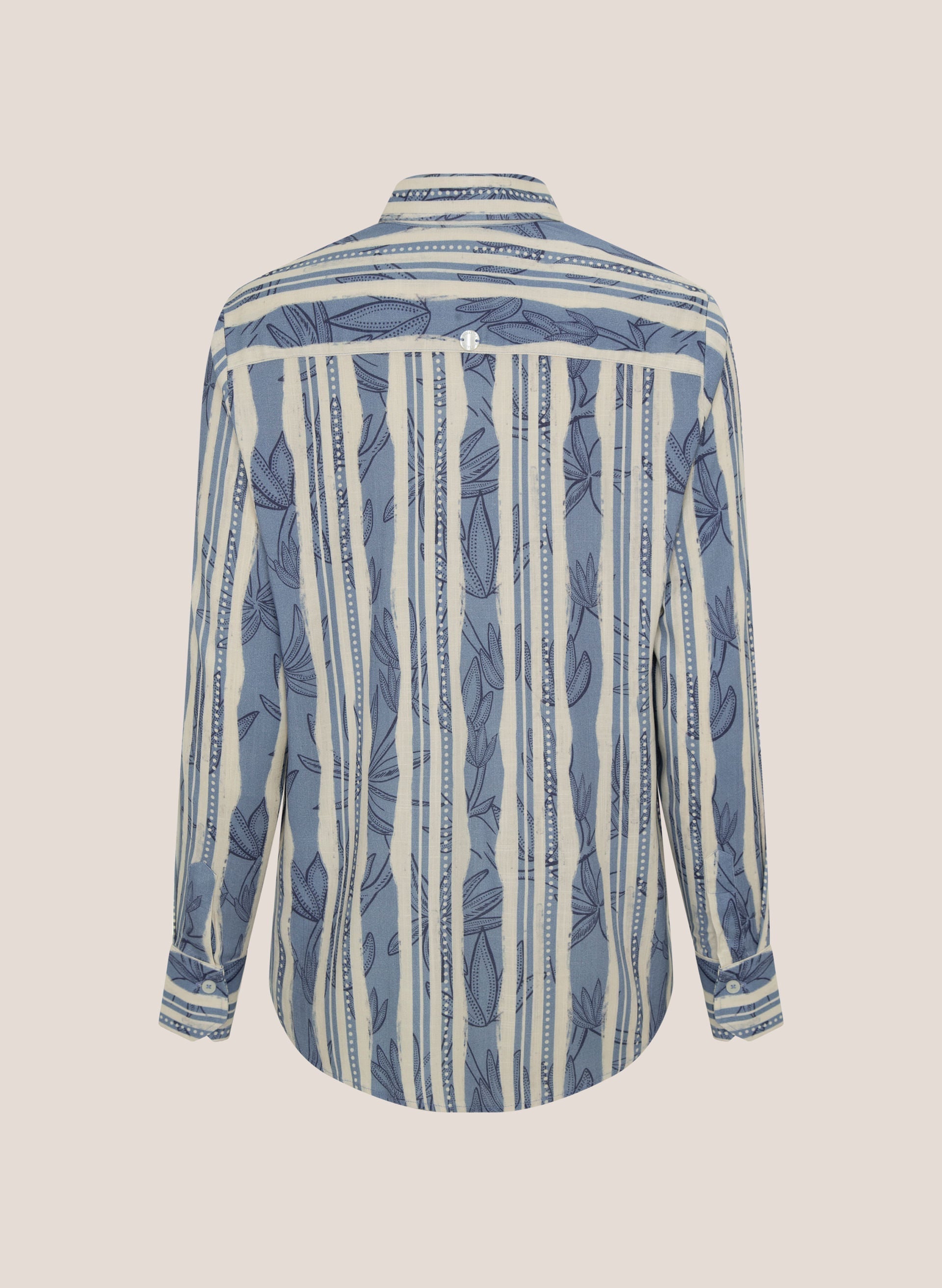 Camisa Feminina Regular Estampa Floral Azul Claro Algodão