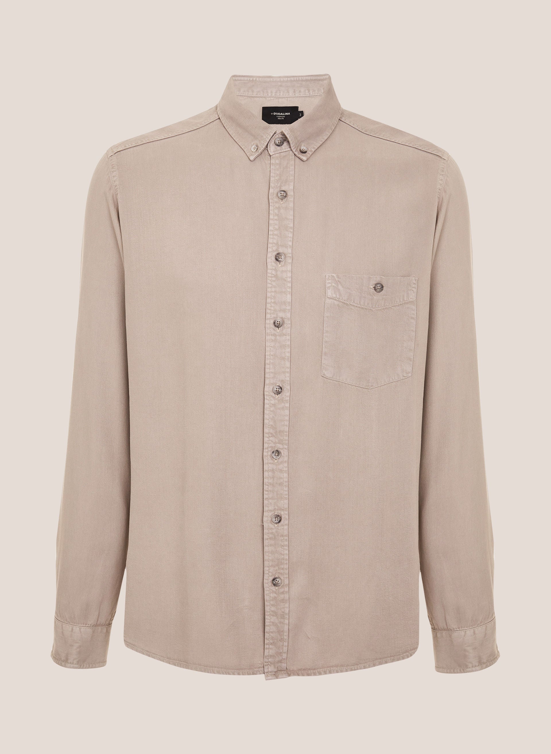 Camisa Slim Fit Liocel Masculina Cinza Claro Toque Macio