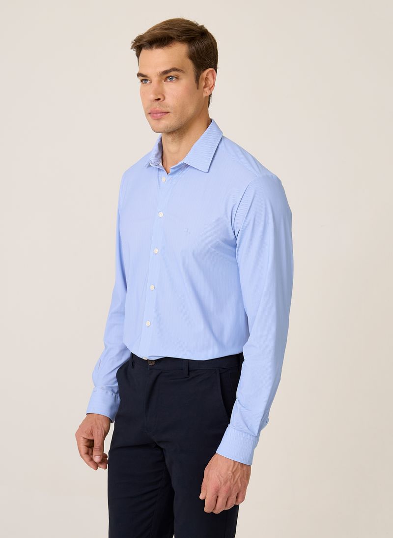 Camisa Slim Fit Performance Dudalina Masculina Azul