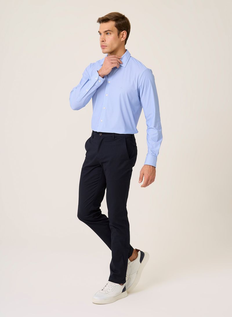 Camisa Slim Fit Performance Dudalina Masculina Azul