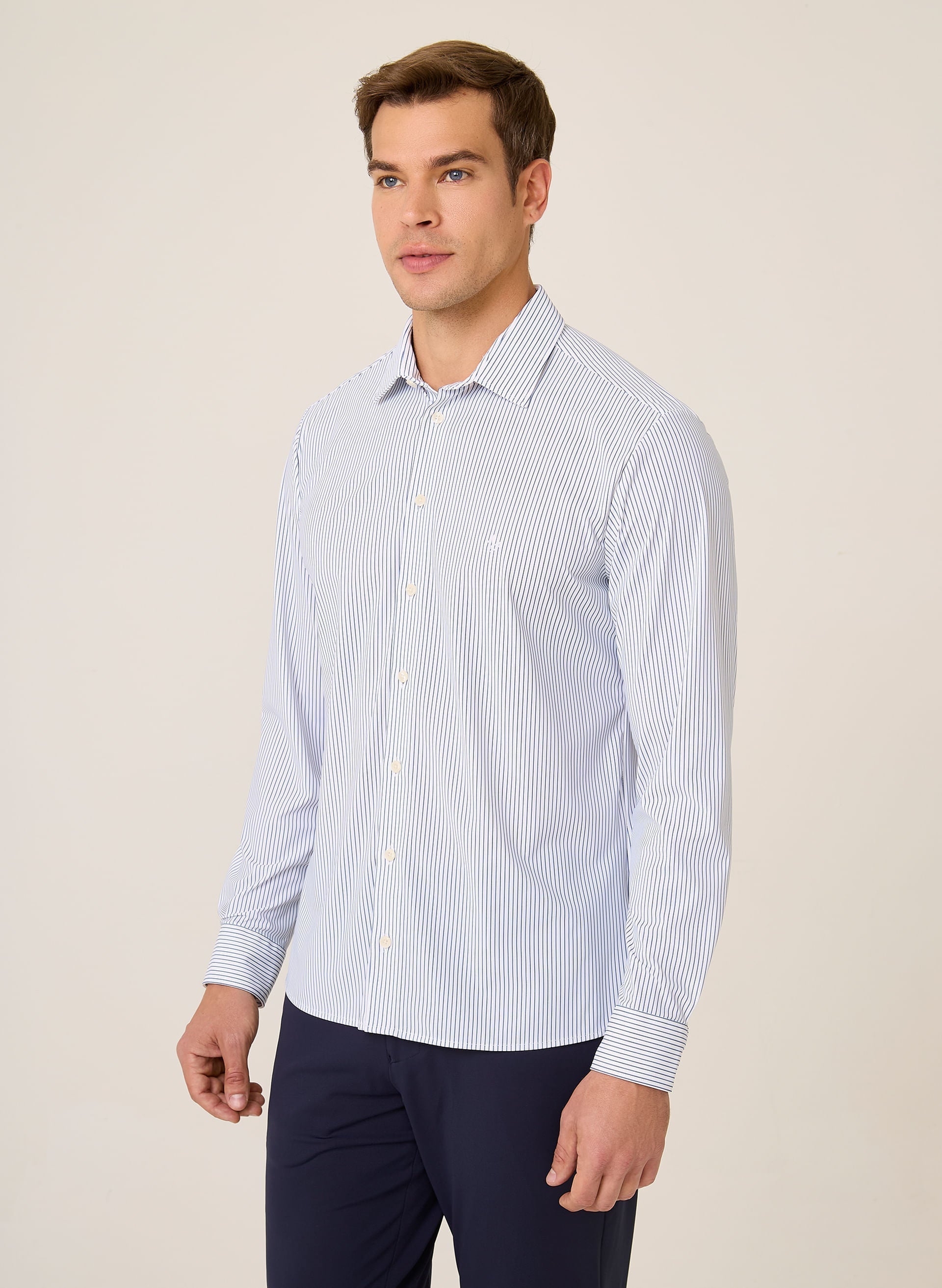 Camisa Slim Fit Performance Masculina Algodão Respirável Dudalina