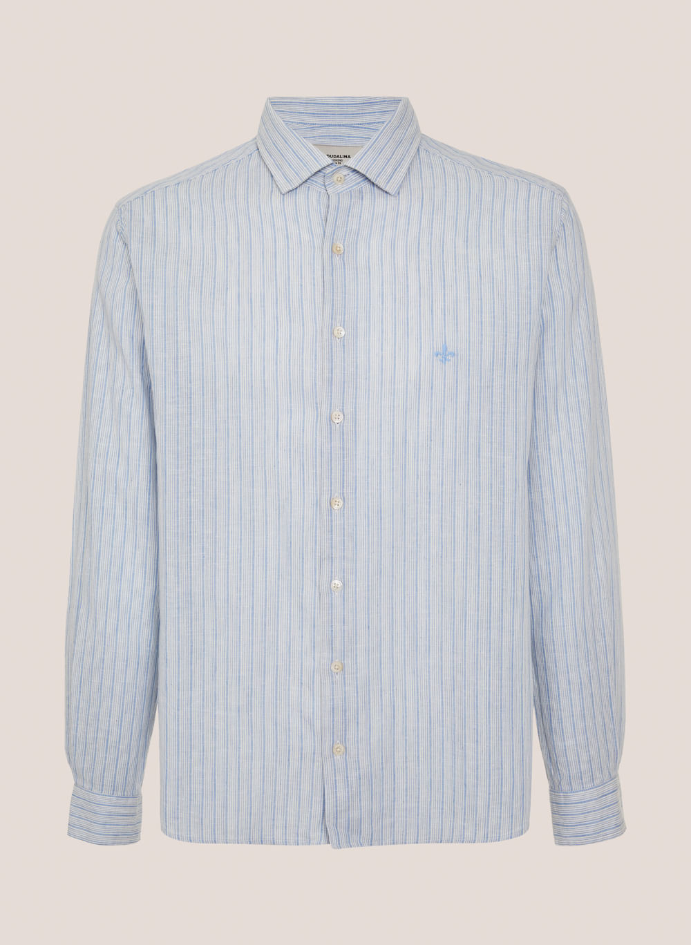 Camisa Masculina Slim Fit Linenblend Aloe Azul Claro Confortável