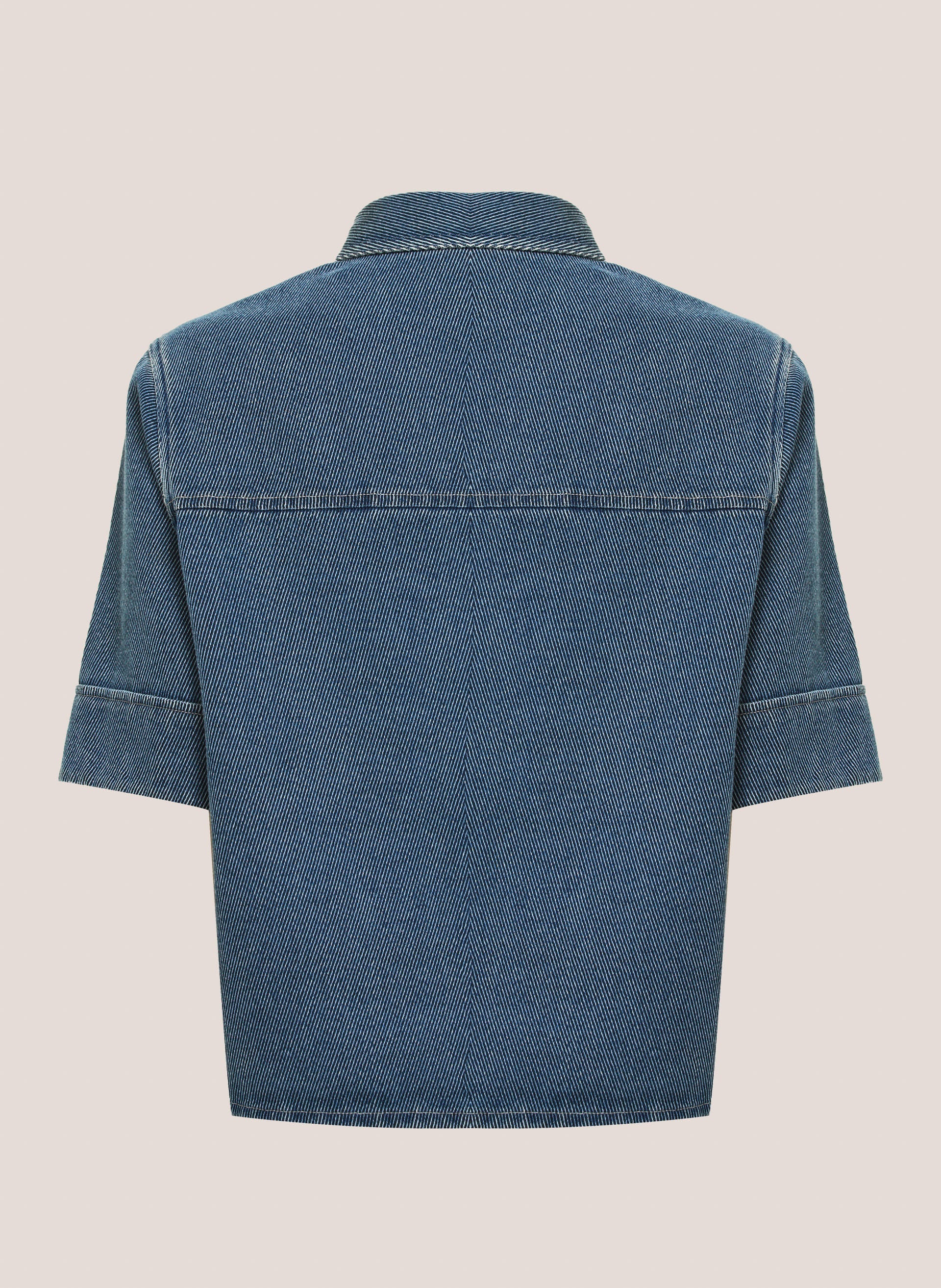 Camisa Jeans Special Blend Feminina Slim Manga Curta Azul Denim