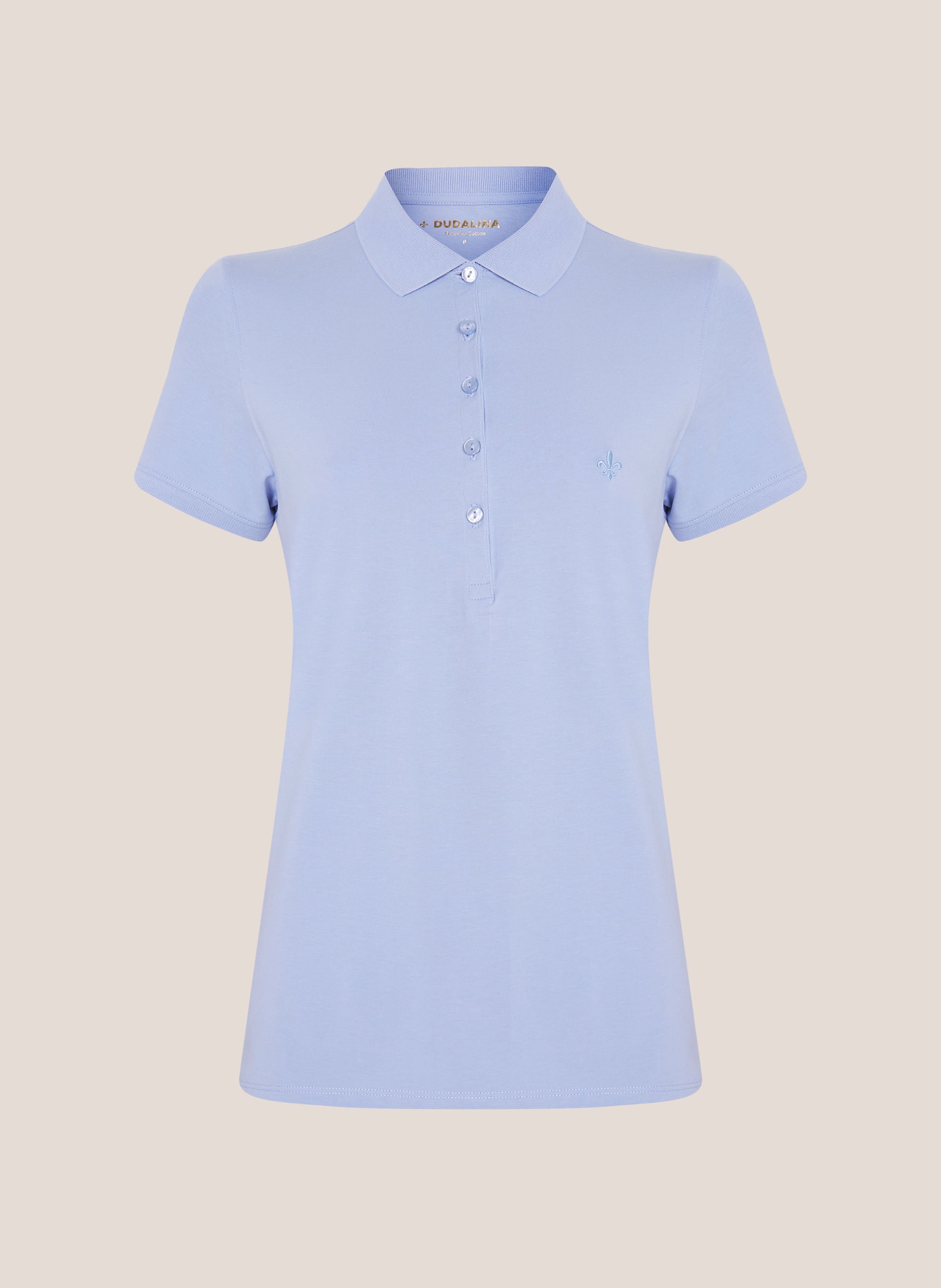 Polo Feminina Regular Fit Algodão Pima Azul Claro Confortável