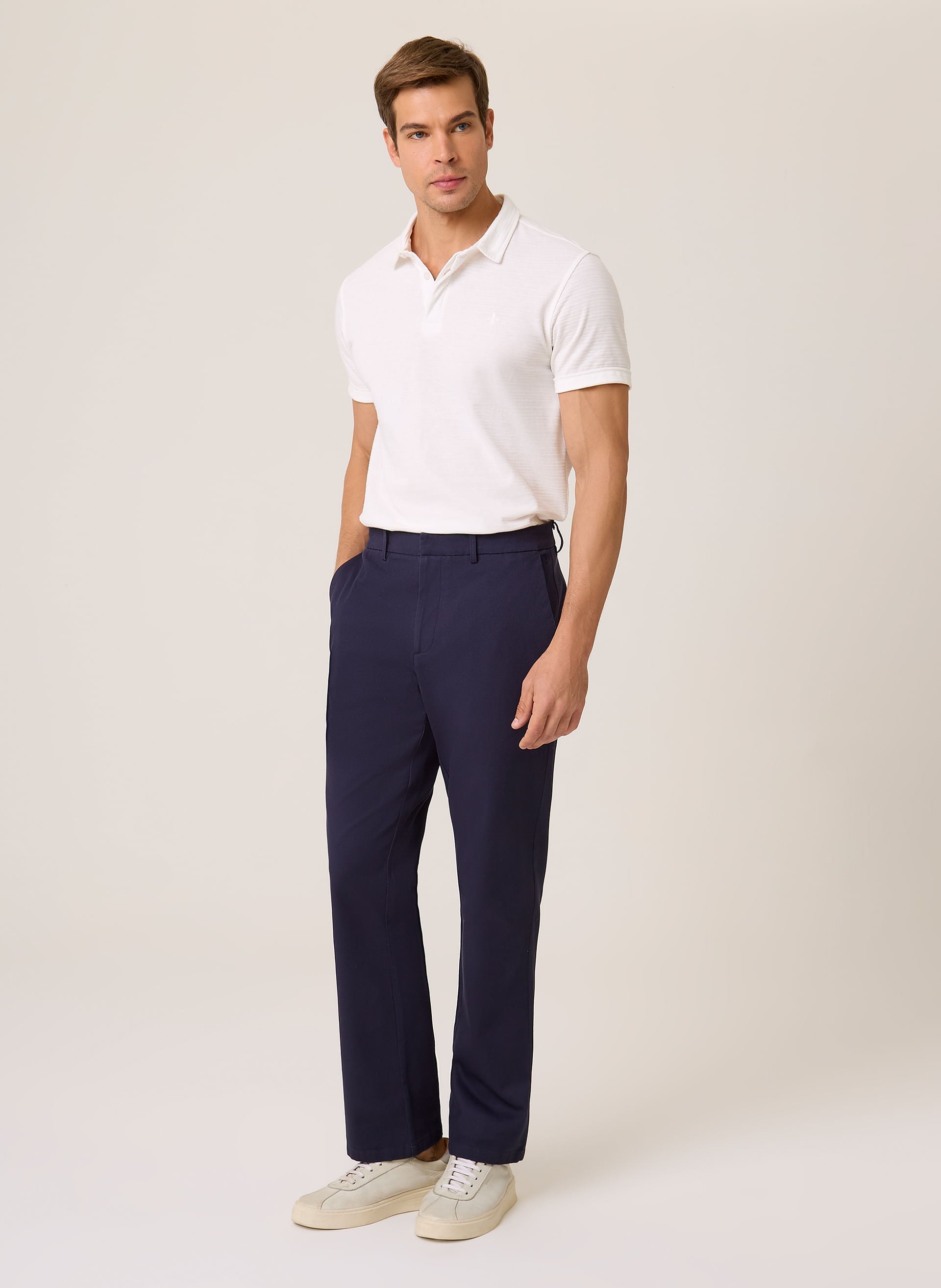 Polo Masculina Regular Fit Listras Textura Conforto e Estilo