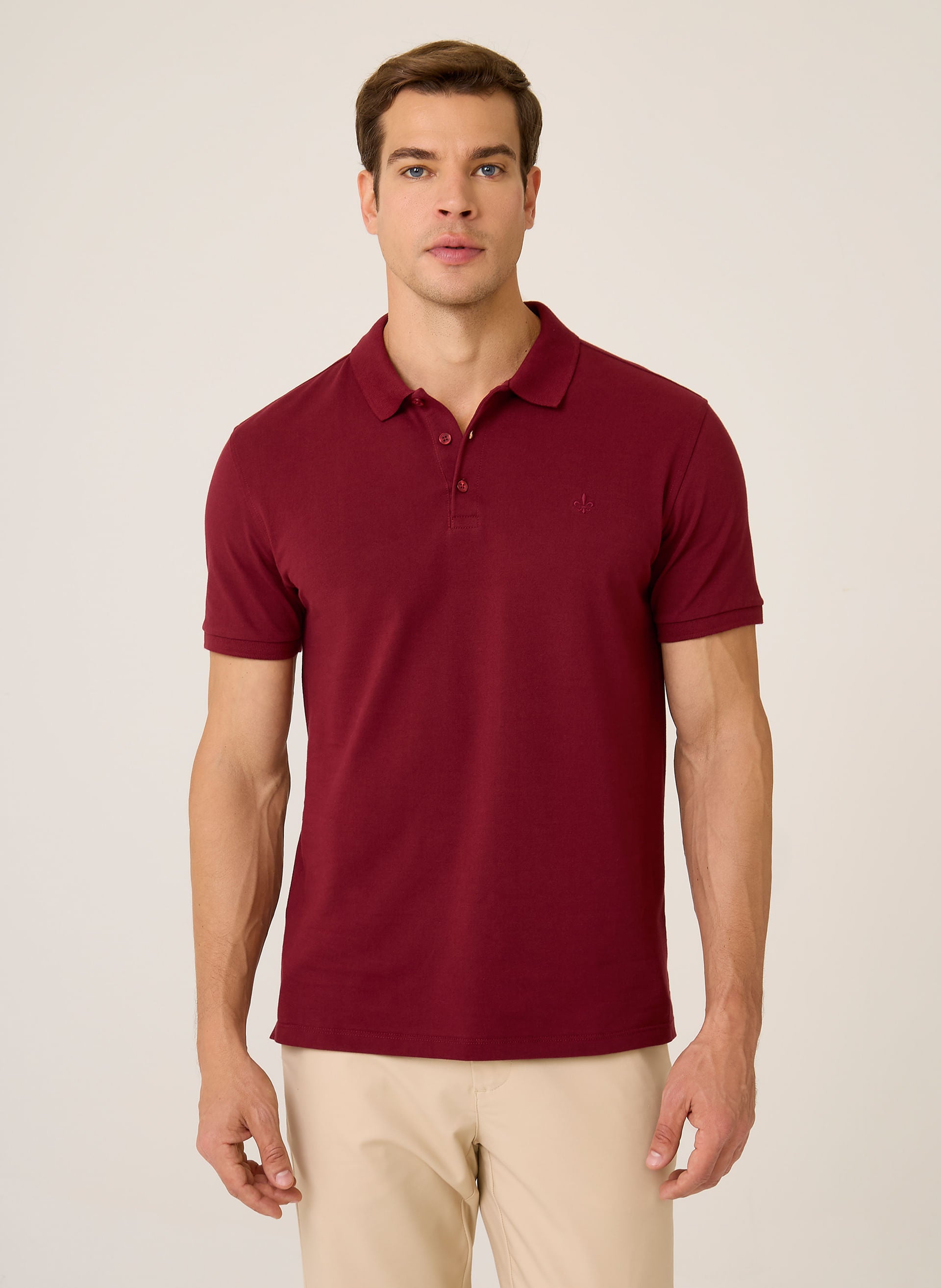 Polo Regular Fit Essential Básica Dudalina Masculina Vermelho