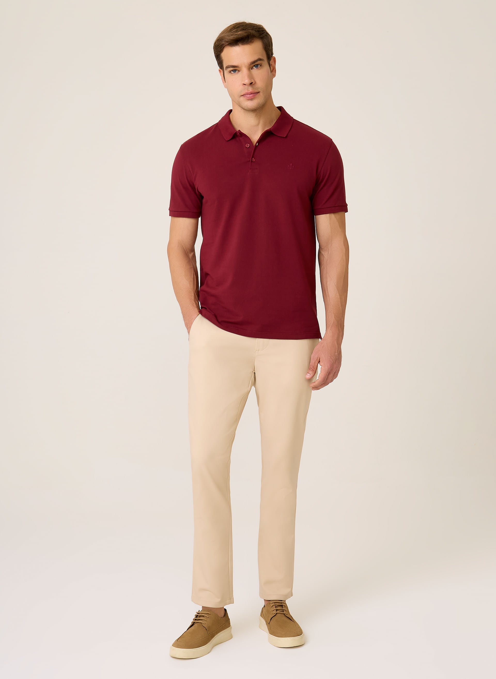 Polo Regular Fit Essential Básica Dudalina Masculina Vermelho