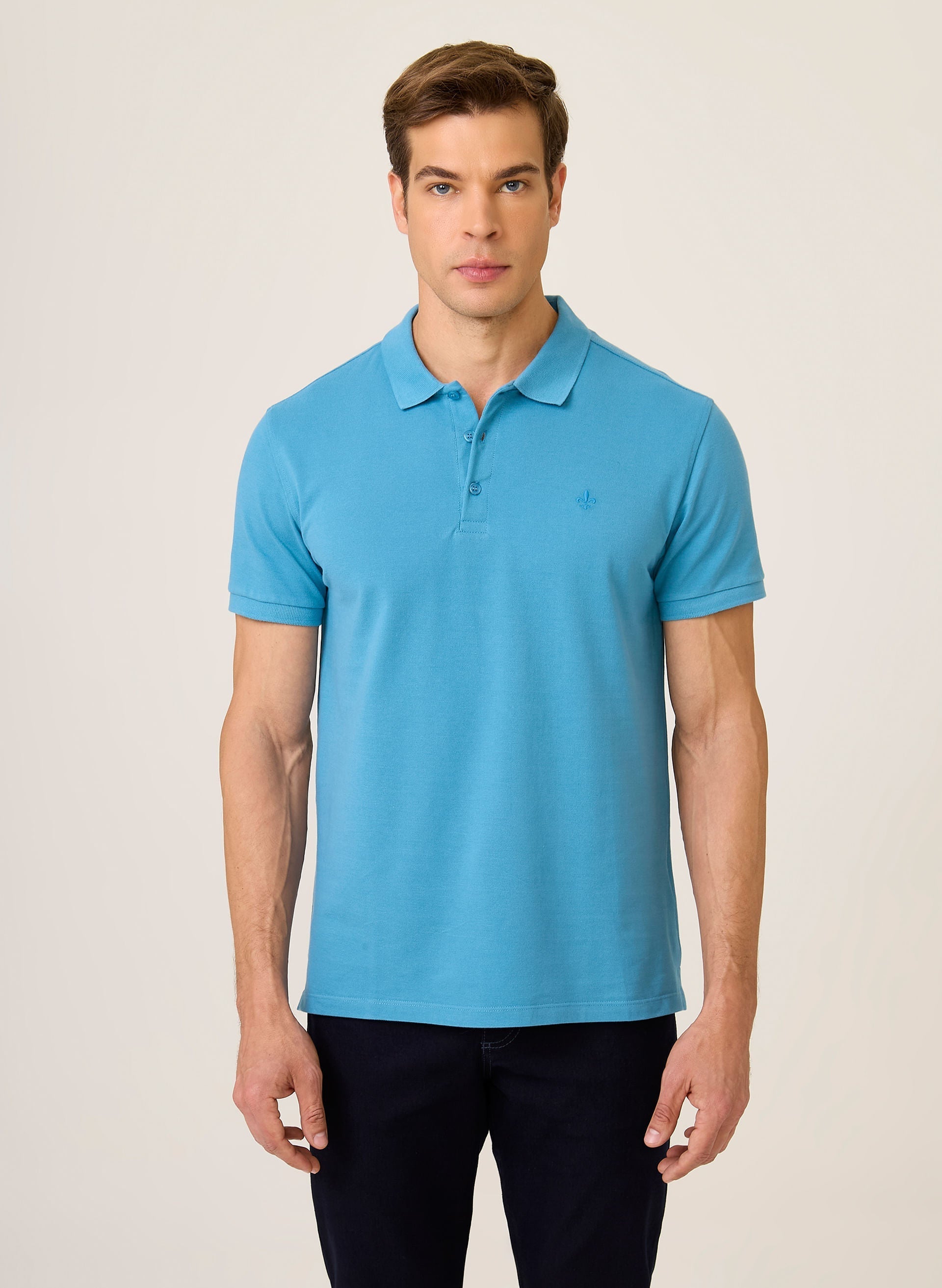 Polo Masculina Regular Fit Essential Básica Azul Confortável