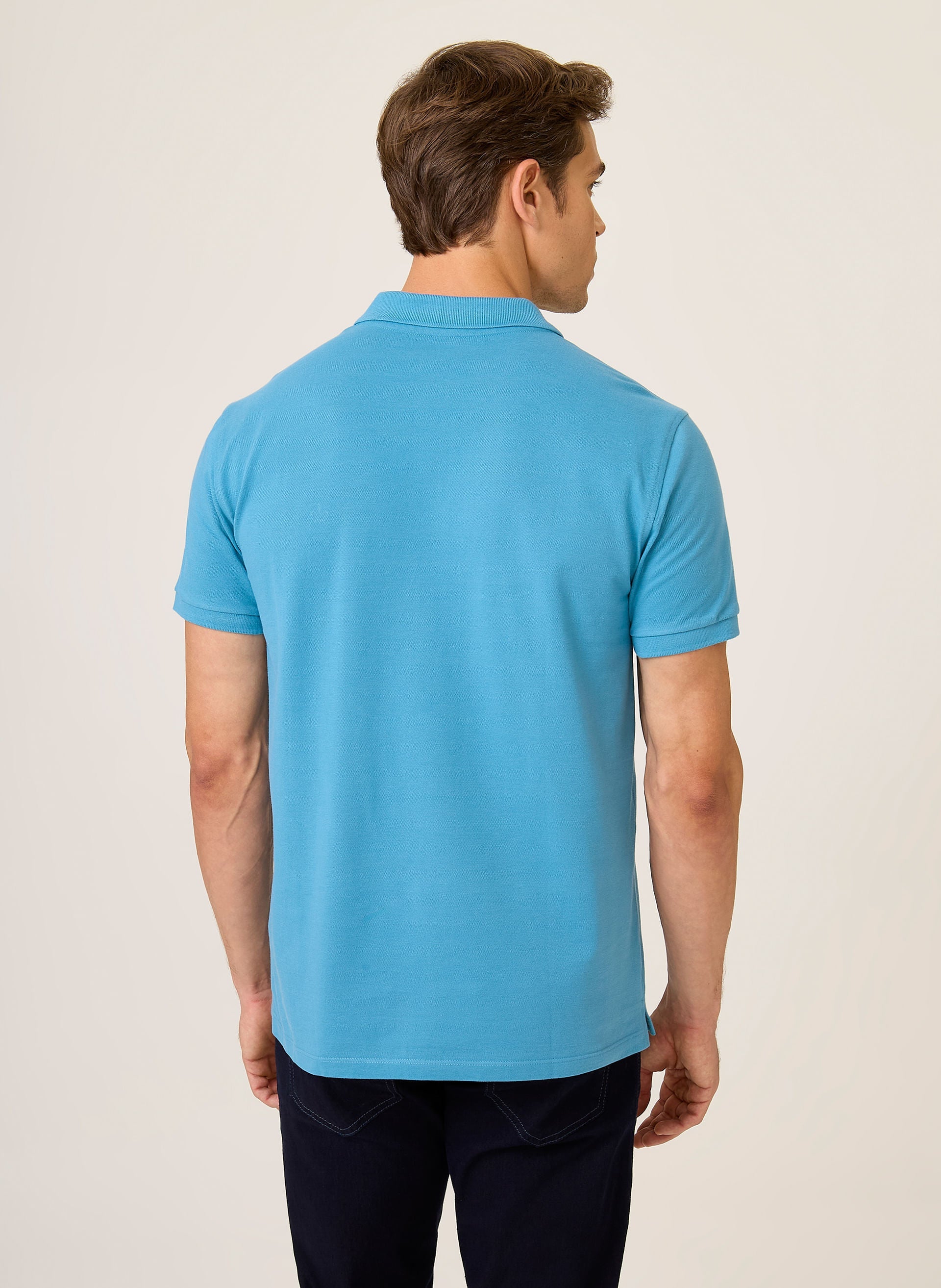 Polo Masculina Regular Fit Essential Básica Azul Confortável