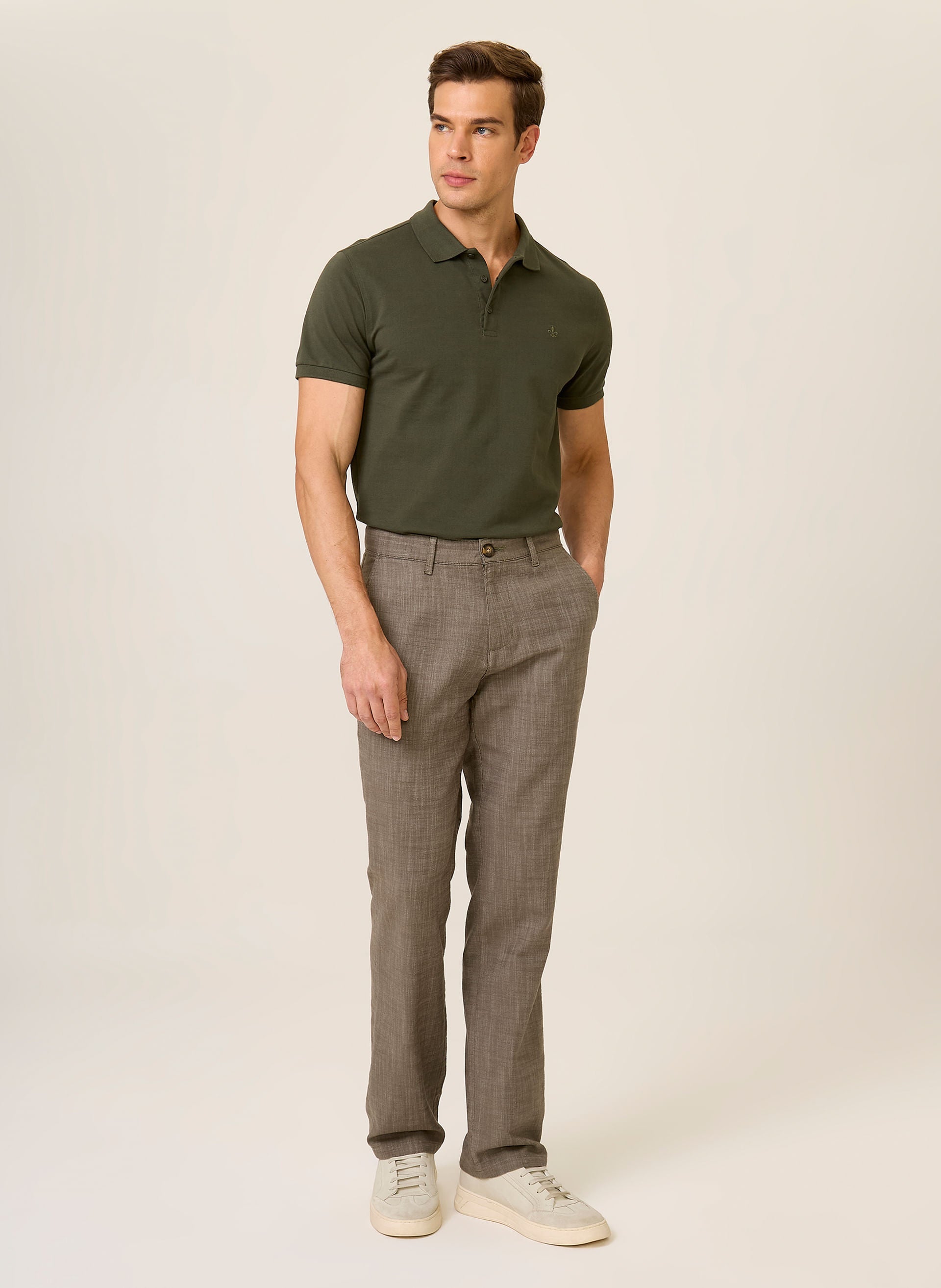Polo Masculina Regular Fit Essential Básica Verde Militar Confortável