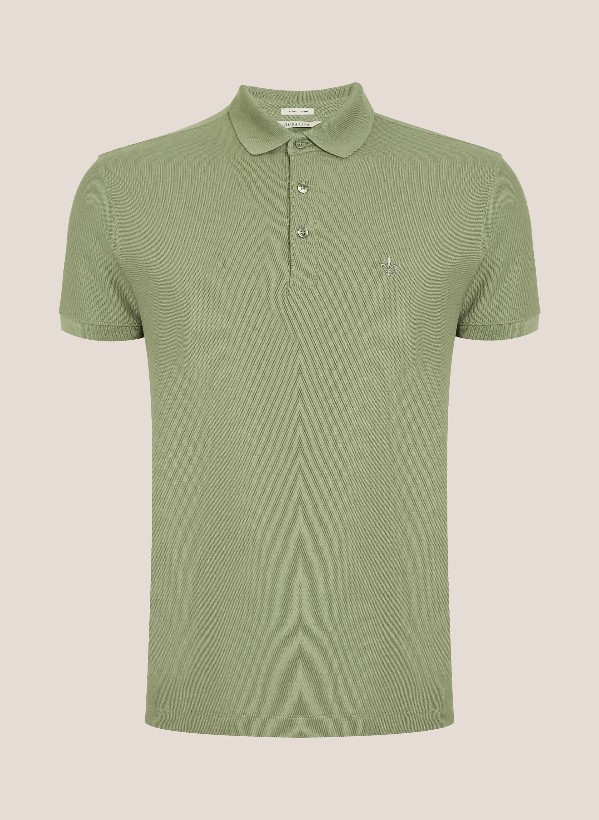 Polo Masculina Regular Fit Lisa Algodão Pima Verde Médio Dudalina