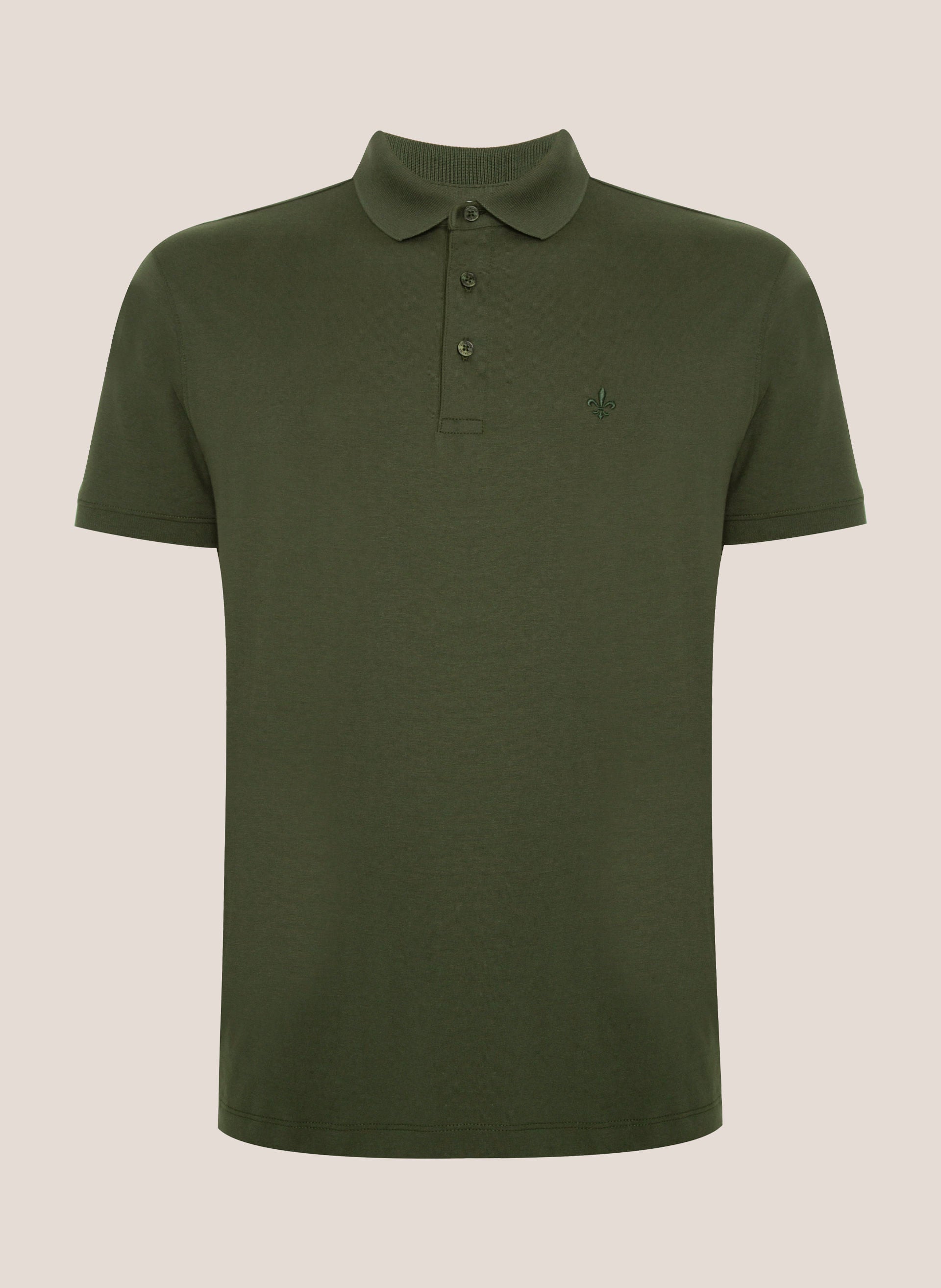 Polo Masculina Regular Fit Algodão Pima Touch Verde Militar