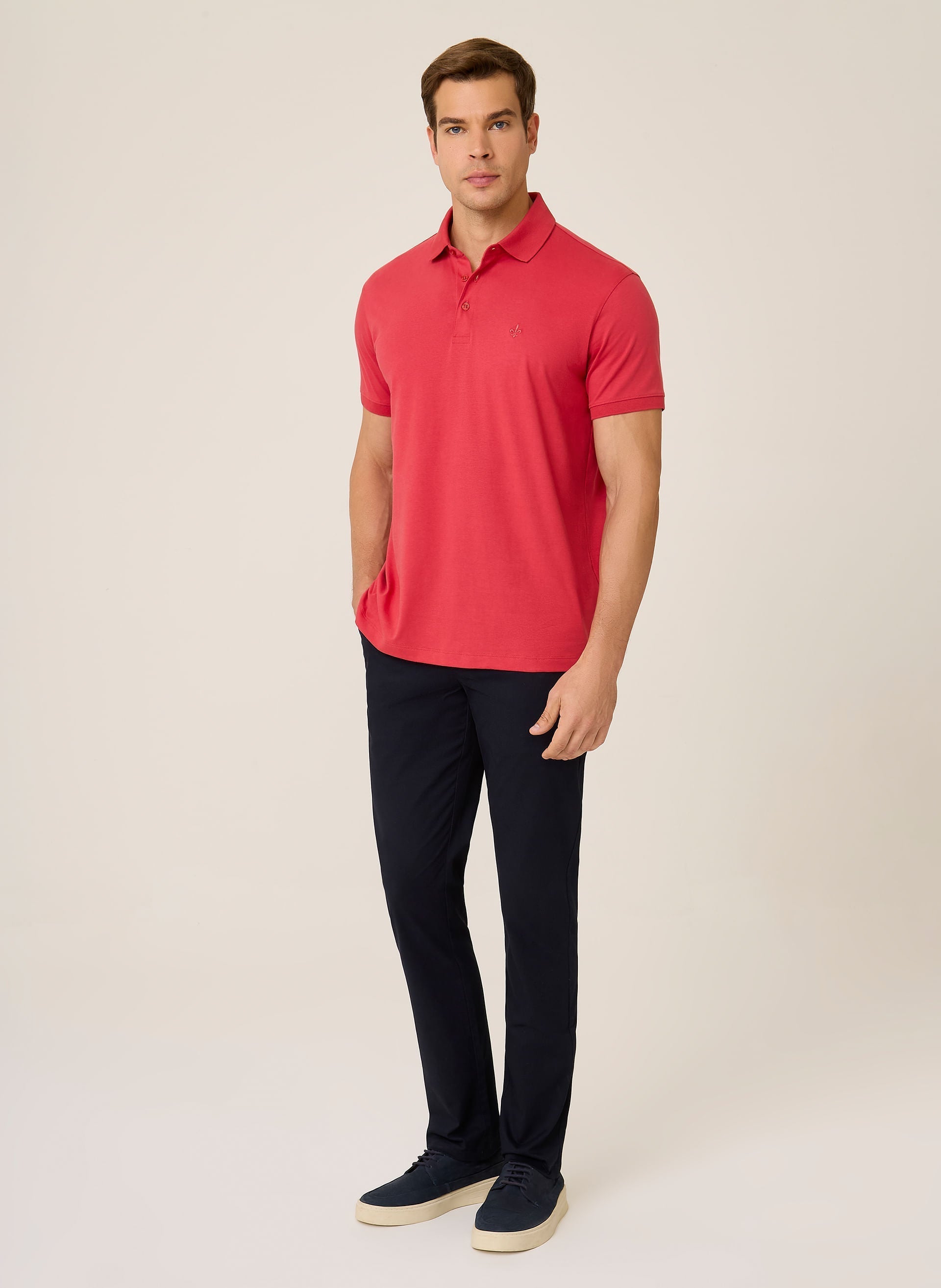 Polo Masculina Regular Fit Algodão Pima Touch Rosa Escuro