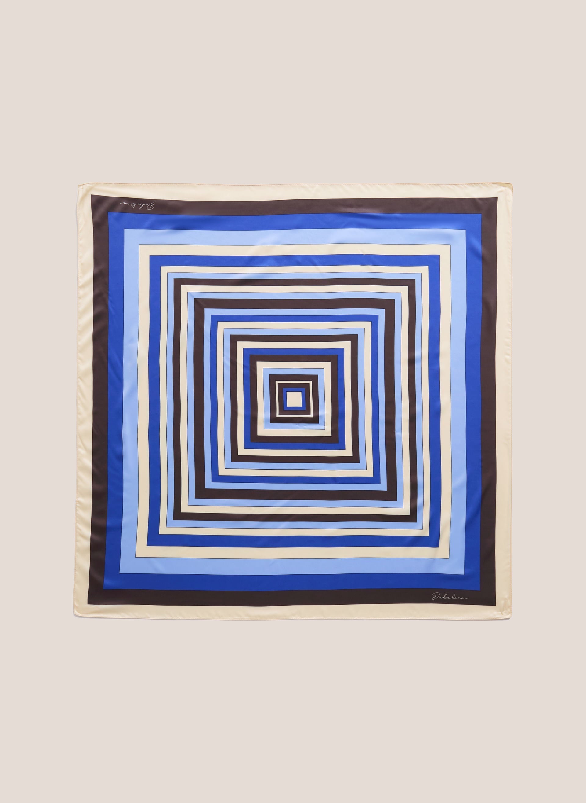 Lenço Geométrico Feminino Dudalina Estampa Azul Médio Sofisticado