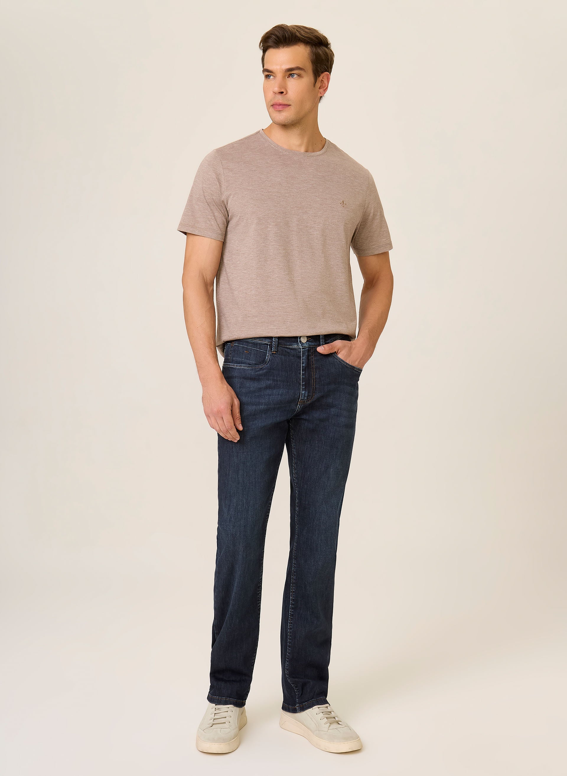 Kit Camisetas Masculinas Regular Fit Lisa e Listrada Dudalina